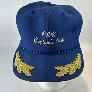 Vintage PAC Captain's Club Hat Cap Trucker Strap Back Rope Brim Scrambled Eggs